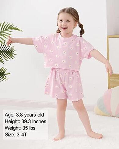 WESIDOM Toddler Girl Clothes Summer Outfit 3Pcs Short Set Headband 6M-6Y | Toddler Girl Clothes 12 Month Girl Clothes Toddler Girls Summer Outfit Set Daily Playwear 3 Pcs Baby Clothing in Saudi Arabia