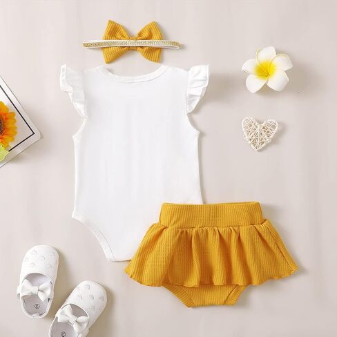 Baby Girl 1st Birthday Outfit - One Year Old Sunflower Skirt Set in Saudi Arabia