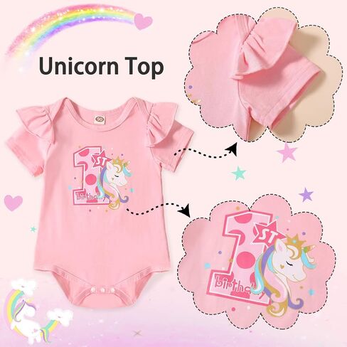 XIFAMNIY Baby Girl Half 1st 2nd Birthday Outfit Newborn 1 Year Unicorn Onesie Tutu Dress Headband Legging Socks in Saudi Arabia