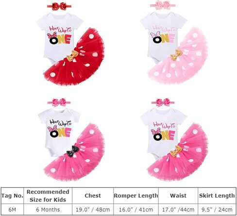 Baby Girls 1st Birthday Outfit Polka Dots ONE Romper Tutu Skirt Mouse Ears Headband Cake Smash Costume for Photo Shoot in Kuwait