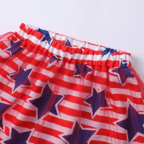 RETSUGO Baby Girls 4th of July Outfit Tulle Tutu Skirts Set Toddler Kids American Flag Heart Print Dress 2-8 Years Old in Saudi Arabia