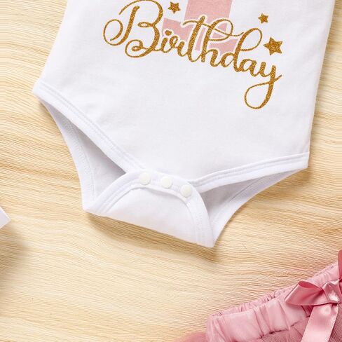 GRNSHTS Baby Girl Birthday Cake Smash Outfit Toddler Girl My 1st Birthday Romper Tutu Skirt with Headband Clothes Set in Saudi Arabia