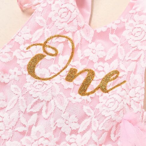 FYMNSI Toddler Baby Girls 1st Birthday Outfit Lace Tulle Romper Tutu Dress Crown Cake Smash Princess Boho Clothes Photo Shoot in Saudi Arabia