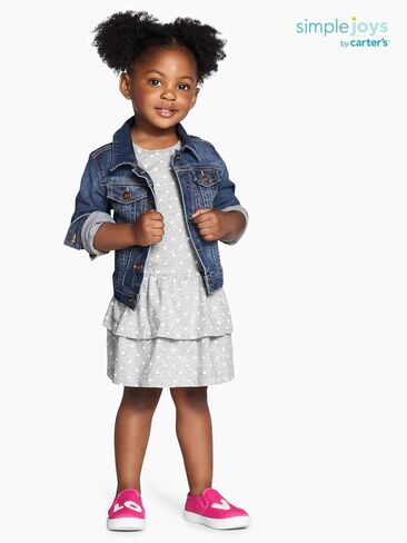 مجموعة فساتين Simple Joys من كارترز للأطفال الصغار والبنات الصغار بأكمام قصيرة وبدون أكمام، عبوة من قطعتين in Kuwait