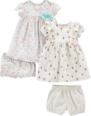 مجموعة فساتين Simple Joys من كارترز للأطفال الصغار والبنات الصغار بأكمام قصيرة وبدون أكمام، عبوة من قطعتين in Kuwait