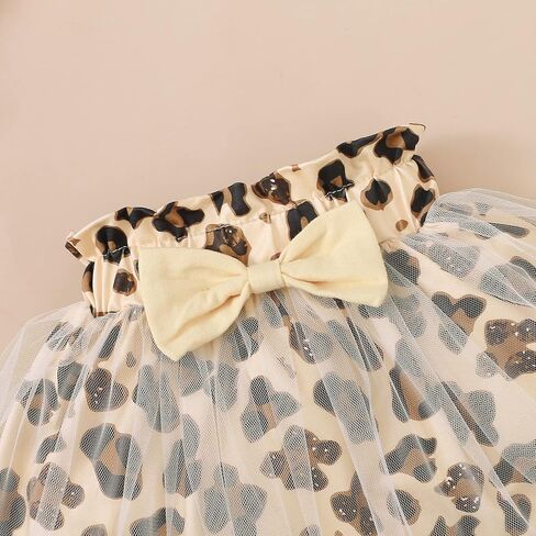 MIEKISA Baby Girls Romper and Leopard Mesh Dress Sets With Headband in Kuwait