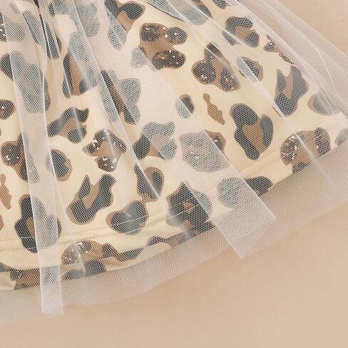 MIEKISA Baby Girls Romper and Leopard Mesh Dress Sets With Headband in Kuwait