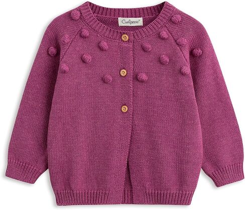 Curipeer Baby Girls Knitted Cardigan Pompoms Sweater Toddler Long Sleeve Jacket Outerwear 6M-4Y in Saudi Arabia