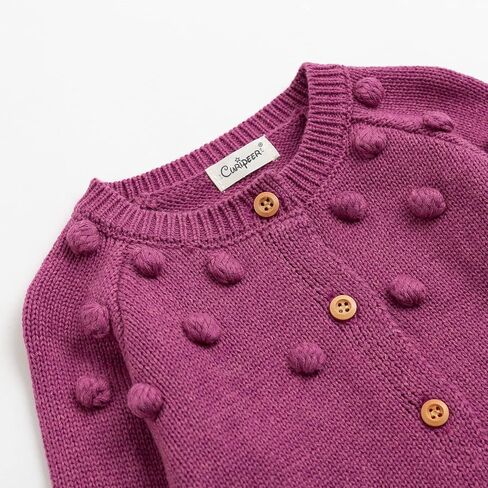 Curipeer Baby Girls Knitted Cardigan Pompoms Sweater Toddler Long Sleeve Jacket Outerwear 6M-4Y in Saudi Arabia