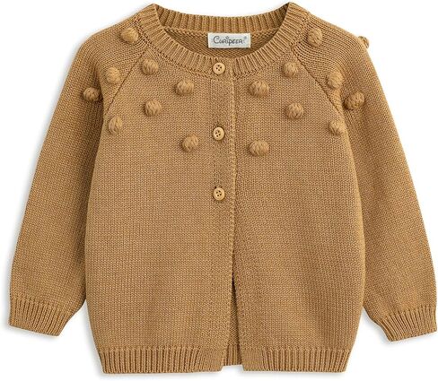 Curipeer Baby Girls Knitted Cardigan Pompoms Sweater Toddler Long Sleeve Jacket Outerwear 6M-4Y in Saudi Arabia