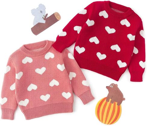 Simplee kids Baby Pullover Sweater Heart Knit Sweater Coat for Autumn Fall and Winter 3M-3T in Saudi Arabia