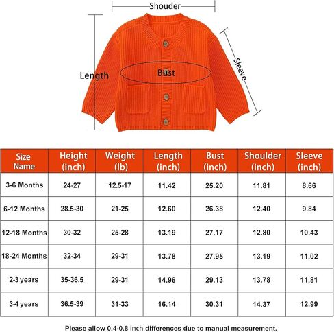 pureborn Baby Toddler Girls Boys Sweaters Warm Jacket - Cotton Knit Cardigan Button Closure Coat Outwear in Saudi Arabia