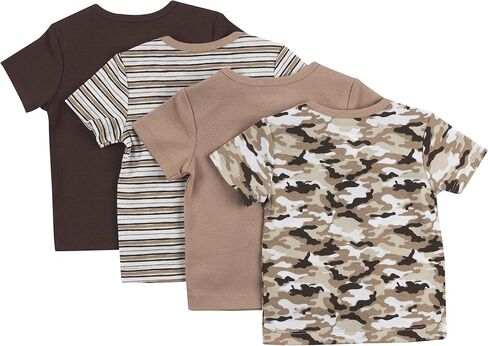 Hanes Baby T, Flexy Soft Stretch Shirt, Expandable Shoulder, 4-Pack, Dusty Brown/Tan, 0-6 Months in Saudi Arabia