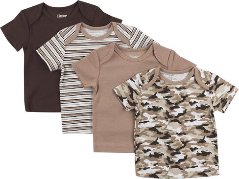 Hanes Baby T, Flexy Soft Stretch Shirt, Expandable Shoulder, 4-Pack, Dusty Brown/Tan, 0-6 Months in Saudi Arabia