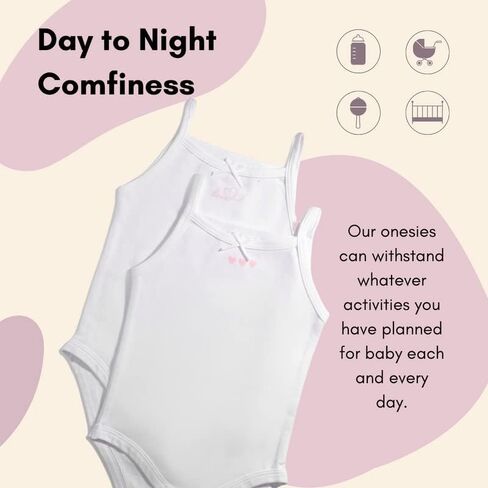 Feathers Tank Top Bodysuits for Baby Girl (2 Pack) Super Soft One-Piece Toddler Bodysuit in Saudi Arabia