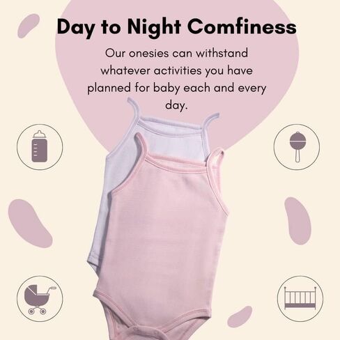 Feathers Tank Top Bodysuits for Baby Girl (2 Pack) Super Soft One-Piece Toddler Bodysuit in Kuwait