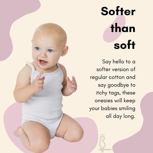 Feathers Tank Top Bodysuits for Baby Girl (2 Pack) Super Soft One-Piece Toddler Bodysuit in Kuwait