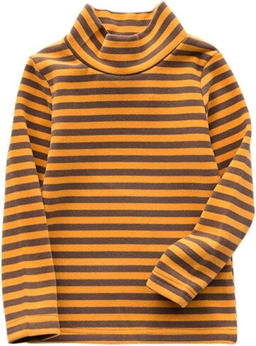 JWWN Little Boys Girls Thermal Tops Kids Winter Undershirt Stripe Turtleneck Fleece Baselayer Long Sleeve T Shirts in Saudi Arabia
