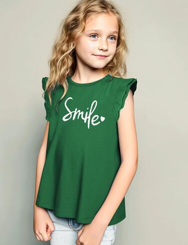 Arshiner Girls Basic Ruffle Sleeve Cute T-Shirt Stretchy Tunic Tank Tops School Blouse in Saudi Arabia