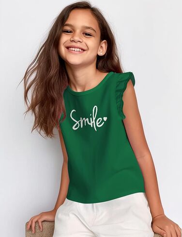 Arshiner Girls Basic Ruffle Sleeve Cute T-Shirt Stretchy Tunic Tank Tops School Blouse in Saudi Arabia