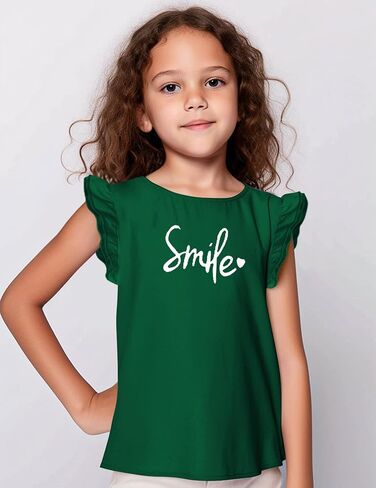 Arshiner Girls Basic Ruffle Sleeve Cute T-Shirt Stretchy Tunic Tank Tops School Blouse in Saudi Arabia