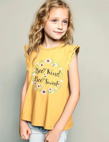 Arshiner Girls Basic Ruffle Sleeve Cute T-Shirt Stretchy Tunic Tank Tops School Blouse in Saudi Arabia