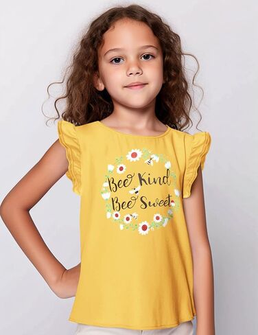 Arshiner Girls Basic Ruffle Sleeve Cute T-Shirt Stretchy Tunic Tank Tops School Blouse in Saudi Arabia