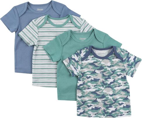Hanes Baby T, Flexy Soft Stretch Shirt, Expandable Shoulder, 4-Pack, Dusty Blue/Green, 12-18 Months in Saudi Arabia