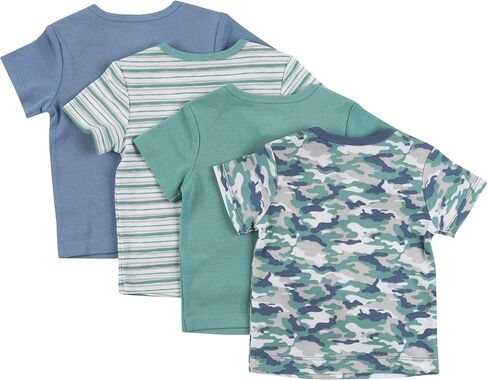 Hanes Baby T, Flexy Soft Stretch Shirt, Expandable Shoulder, 4-Pack, Dusty Blue/Green, 12-18 Months in Saudi Arabia