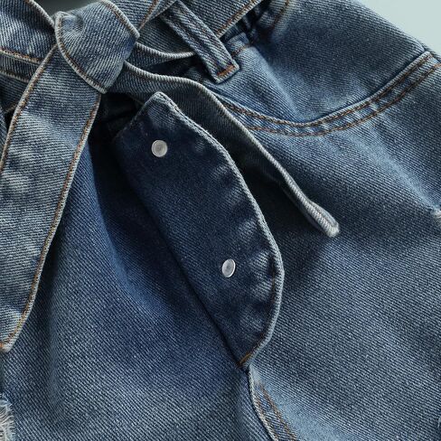 Toddler Baby Girls 2pcs Jeans Outfits, Denim Off-Shoulder Crop Tops+High Waist Ripped Jeans with Pockets 6 Months-6Y in Saudi Arabia
