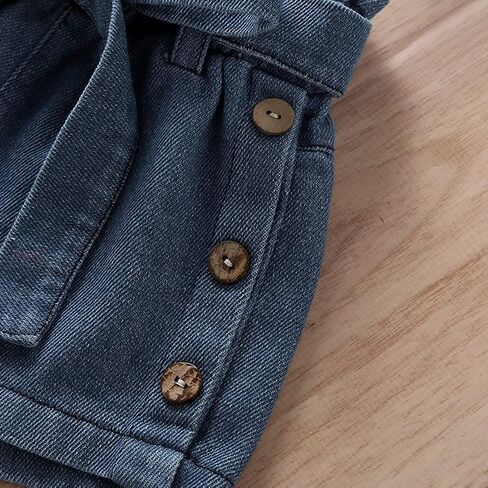 Toddler Baby Girls 2pcs Jeans Outfits, Denim Off-Shoulder Crop Tops+High Waist Ripped Jeans with Pockets 6 Months-6Y in Saudi Arabia