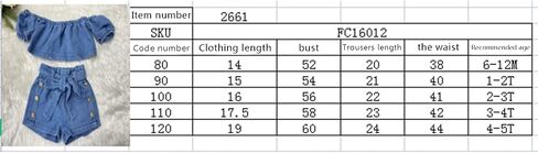 Toddler Baby Girls 2pcs Jeans Outfits, Denim Off-Shoulder Crop Tops+High Waist Ripped Jeans with Pockets 6 Months-6Y in Saudi Arabia