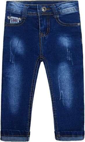 KIDSCOOL SPACE Baby Girl Boy Jeans,Little Kid Elastic Band Inside Ripped Denim Pants in Saudi Arabia