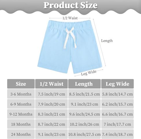 Resinta 4 Packs Unisex Baby Toddler Cotton Shorts Baby Pull-on Shorts with Drawstring Soft Summer Clothes for Daily Wear in Kuwait