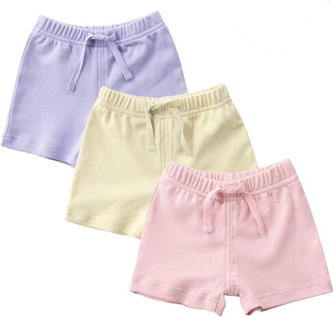 Teach Leanbh Unisex-Baby 3-Pack Cotton Soild Color Short with Drawstring 3-24 Months in Kuwait