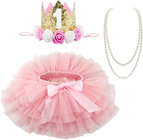 BGFKS Baby Girls Soft Tutu Skirt with Diaper Cover,1st Birthday Party Tutu Skirt Sets in Kuwait