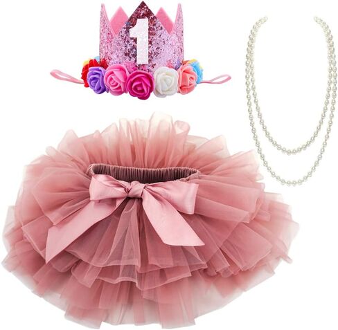 BGFKS Baby Girls Soft Tutu Skirt with Diaper Cover,1st Birthday Party Tutu Skirt Sets in Saudi Arabia