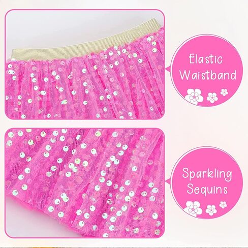 Toddler Girls Layered Tutu Skirt Sparkling Sequin Tulle Dance Skirts in Saudi Arabia