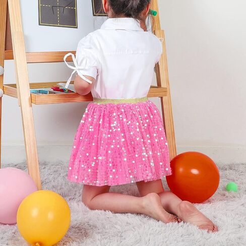 Toddler Girls Layered Tutu Skirt Sparkling Sequin Tulle Dance Skirts in Saudi Arabia