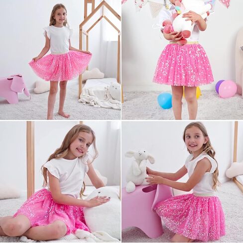 Toddler Girls Layered Tutu Skirt Sparkling Sequin Tulle Dance Skirts in Saudi Arabia