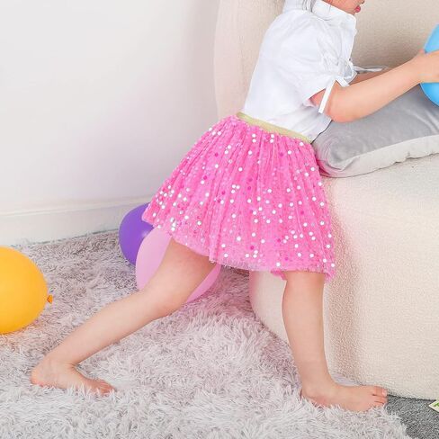 Toddler Girls Layered Tutu Skirt Sparkling Sequin Tulle Dance Skirts in Saudi Arabia
