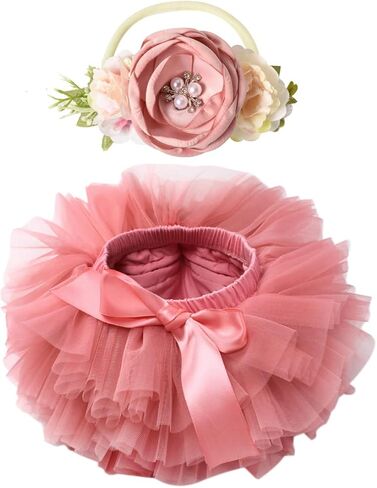 Tutu.kk Toddler Tutu Skirt for Baby Girl with Diaper Cover, Soft Baby Tutu Dress 0-36 Months with Flower Headband in Saudi Arabia