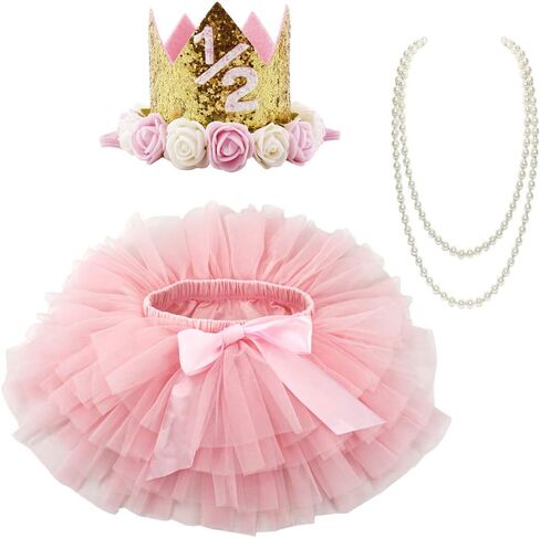 BGFKS Baby Girls Soft Tutu Skirt with Diaper Cover,1/2st Birthday Party Tutu Skirt Sets in Kuwait