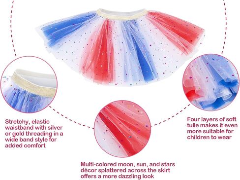 Simplicity Baby Girl's Rainbow Tutu Skirt 4-Layer Tulle Princess Ballet Dress in Saudi Arabia