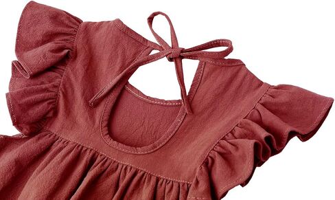 Toddler Baby Girl Cotton Linen Ruffle Halter Dress | Sleeveless with ruffled, Solid color, Summer, Kids sundress in Saudi Arabia