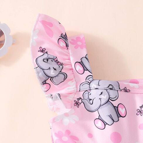 Popshion Girls Dresses Flutter Sleeve Swing Sundress Toddler Summer Clothes Kid Birthday Party Sleeveless Dress 1-8 Years Old in Kuwait