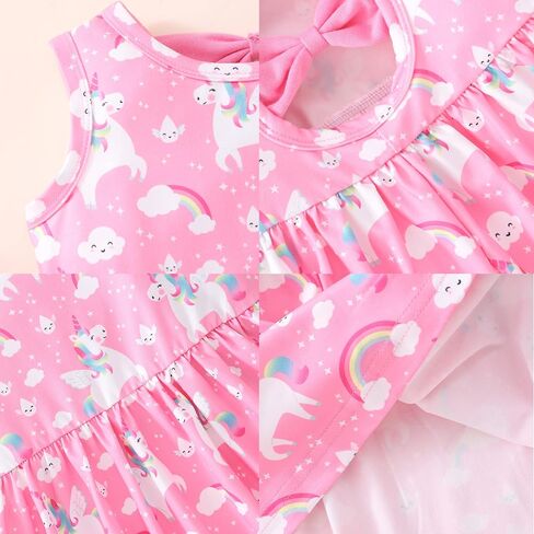 Popshion Toddler Summer Dresses for Girls Leopard Print Dress Back Bowknot Dress Dinosaur Clothes Kids Sleeveless Sundress in Saudi Arabia
