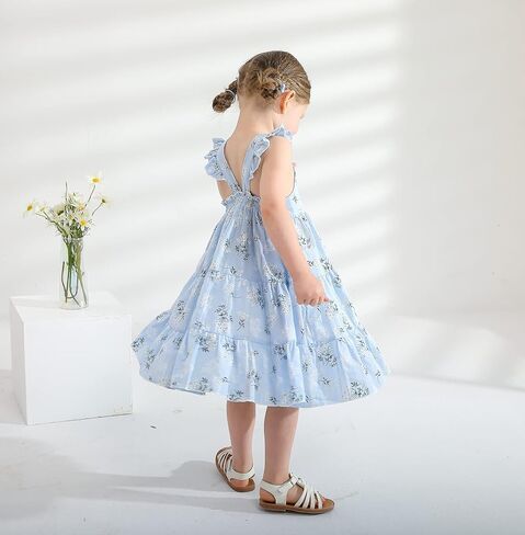 Kids Toddler Baby Girls Rainbow Dress Princess Sleeveless Beach Butterfly Sundress in Saudi Arabia