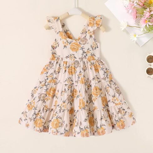 Kids Toddler Baby Girls Rainbow Dress Princess Sleeveless Beach Butterfly Sundress in Saudi Arabia