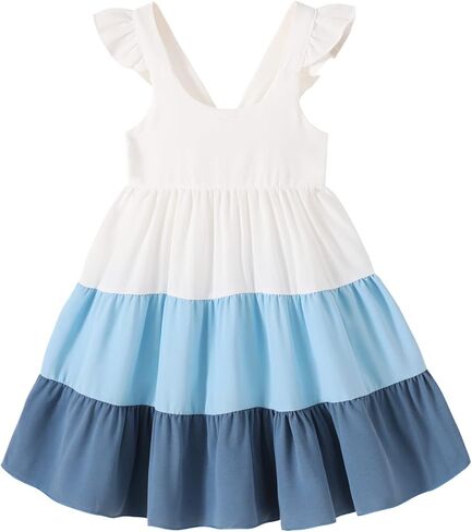 Kids Toddler Baby Girls Rainbow Dress Princess Sleeveless Beach Butterfly Sundress in Saudi Arabia